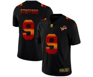 Detroit Lions #9 Matthew Stafford Men\'s Black Red Orange Stripe Vapor Limited NFL Jersey