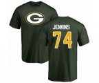 Green Bay Packers #74 Elgton Jenkins Green Name & Number Logo T-Shirt