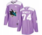 Adidas San Jose Sharks #74 Dylan DeMelo Authentic Purple Fights Cancer Practice NHL Jersey