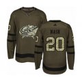 Columbus Blue Jackets #20 Riley Nash Authentic Green Salute to Service NHL Jerse