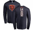Chicago Bears #64 Eric Kush Navy Blue Backer Long Sleeve T-Shirt