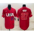 USA Baseball #27 Mike Trout Number 2023 Red World Classic Stitched Jerseys