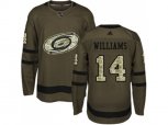 Carolina Hurricanes #14 Justin Williams Green Salute to Service Stitched NHL Jersey