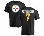 Pittsburgh Steelers #7 Ben Roethlisberger Black Name & Number Logo T-Shirt