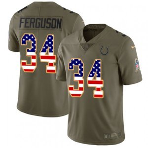 Indianapolis Colts #34 Josh Ferguson Limited Olive USA Flag 2017 Salute to Service NFL Jersey