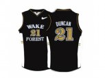 Wake Forest Demon Deacons Tim Duncan #21 College Basketball Throwback Jersey - Black