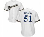Milwaukee Brewers Freddy Peralta Replica White Home Cool Base Baseball Player Jersey