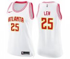 Women's Atlanta Hawks #25 Alex Len Swingman White Pink Fashion Basketball Jersey