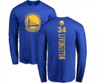 Golden State Warriors #34 Shaun Livingston Royal Blue Backer Long Sleeve T-Shirt