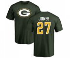 Green Bay Packers #27 Josh Jones Green Name & Number Logo T-Shirt