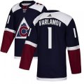 Colorado Avalanche #1 Semyon Varlamov Authentic Navy Blue Alternate NHL Jersey