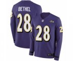 Baltimore Ravens #28 Justin Bethel Limited Purple Therma Long Sleeve Football Jersey