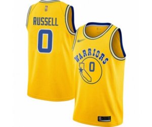 Golden State Warriors #0 D\'Angelo Russell Authentic Gold Hardwood Classics Basketball Jersey