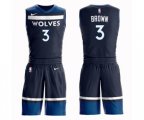 Minnesota Timberwolves #3 Anthony Brown Swingman Navy Blue Basketball Suit Jersey - Icon Edition