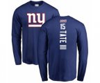 New York Giants #15 Golden Tate III Royal Blue Backer Long Sleeve T-Shirt