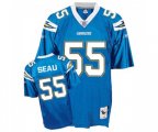 Los Angeles Chargers #55 Junior Seau Authentic Light Blue Throwback Football Jersey