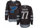 Adidas St. Louis Blues #77 Pierre Turgeon Authentic Black 1917-2017 100th Anniversary NHL Jersey