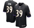 Baltimore Ravens #39 Tyler Ervin Game Black Alternate Football Jersey