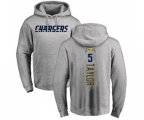Los Angeles Chargers #5 Tyrod Taylor Ash Backer Pullover Hoodie
