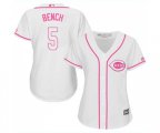 Women's Cincinnati Reds #5 Johnny Bench Replica White Fashion Cool Base Baseball Jersey