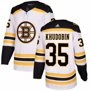 Boston Bruins #35 Anton Khudobin Authentic White Away NHL Jersey