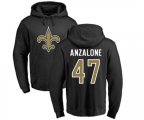 New Orleans Saints #47 Alex Anzalone Black Name & Number Logo Pullover Hoodie