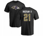 Baltimore Ravens #21 Mark Ingram II Black Name & Number Logo T-Shirt