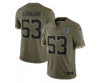 Indianapolis Colts #53 Shaquille Leonard 2022 Olive Salute To Service Limited Stitched Jersey