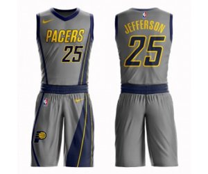Indiana Pacers #25 Al Jefferson Authentic Gray Basketball Suit Jersey - City Edition