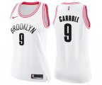 Women's Brooklyn Nets #9 DeMarre Carroll Swingman White Pink Fashion Basketball Jersey