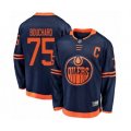 Edmonton Oilers #75 Evan Bouchard Authentic Navy Blue Alternate Fanatics Branded Breakaway Hockey Jersey