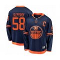 Edmonton Oilers #58 Anton Slepyshev Authentic Navy Blue Alternate Fanatics Branded Breakaway Hockey Jersey