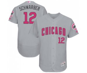 Chicago Cubs #12 Kyle Schwarber Grey Mother\'s Day Flexbase Authentic Collection Baseball Jersey