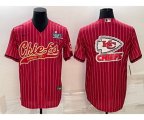 Kansas City Chiefs Red Team Big Logo With Super Bowl LVII Patch Cool Base Stitched Baseball Jersey