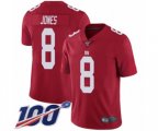 New York Giants #8 Daniel Jones Red Limited Red Inverted Legend 100th Season Football Jersey
