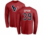 Houston Texans #39 Tashaun Gipson Red Name & Number Logo Long Sleeve T-Shirt