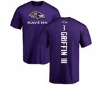 Baltimore Ravens #3 Robert Griffin III Purple Backer T-Shirt