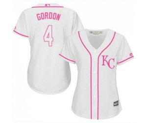 Women\'s Kansas City Royals #4 Alex Gordon Authentic White Fashion Cool Base Baseball Jersey