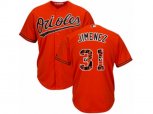 Baltimore Orioles #31 Ubaldo Jimenez Authentic Orange Team Logo Fashion Cool Base MLB Jersey