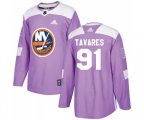 New York Islanders #91 John Tavares Authentic Purple Fights Cancer Practice NHL Jersey