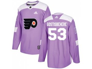 Adidas Philadelphia Flyers #53 Shayne Gostisbehere Purple Authentic Fights Cancer Stitched NHL Jersey