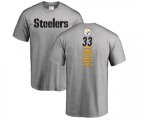 Pittsburgh Steelers #33 Merril Hoge Ash Backer T-Shirt