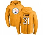 Pittsburgh Steelers #31 Justin Layne Gold Name & Number Logo Pullover Hoodie