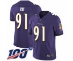 Baltimore Ravens #91 Shane Ray Purple Team Color Vapor Untouchable Limited Player 100th Season Football Jersey