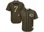 Cincinnati Reds #7 Eugenio Suarez Green Salute to Service Stitched MLB Jersey