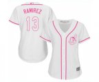 Women's Cleveland Indians #13 Hanley Ramirez Replica White Fashion Cool Base Baseball Jersey