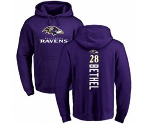 Baltimore Ravens #28 Justin Bethel Purple Backer Pullover Hoodie