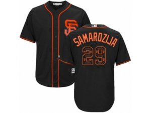 San Francisco Giants #29 Jeff Samardzija Authentic Black Team Logo Fashion Cool Base MLB Jersey
