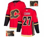 Calgary Flames #27 Austin Czarnik Authentic Red Fashion Gold Hockey Jersey