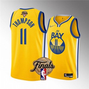 Golden State Warriors #11 Klay Thompson 2022 Yellow NBA Finals Stitched Jersey